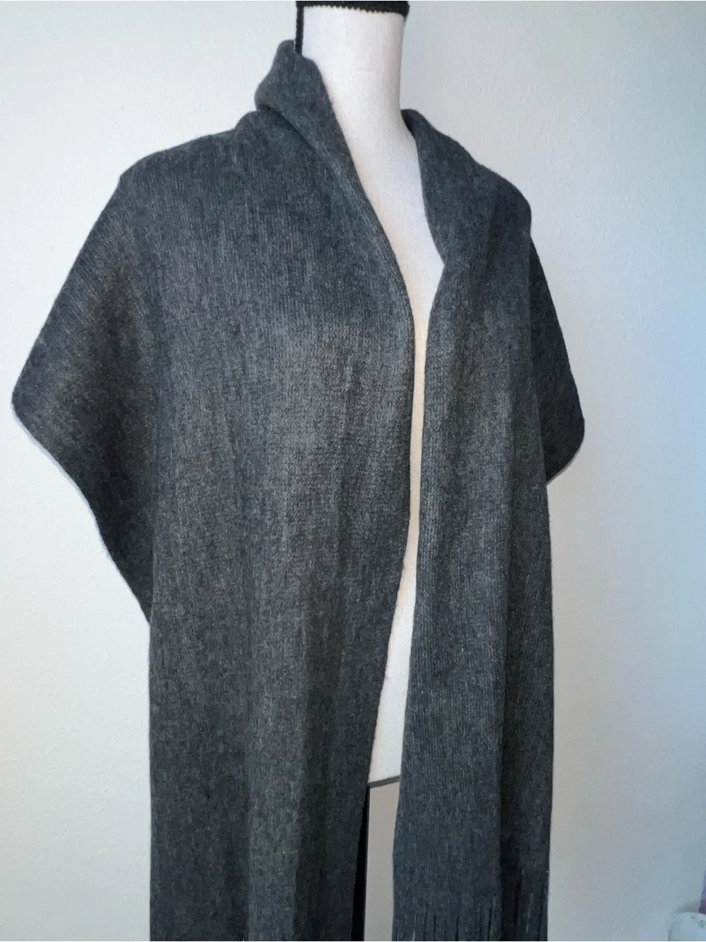 NWT Lucky Brand | Brushed Charcoal Gray Winter Scarf with Fringe